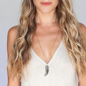 Heather Gardner Gold Wrapped Feather Necklace